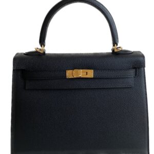 Hermes Kelly bag 28 Sellier Black Epsom leather Silver hardware