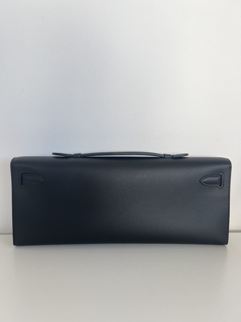 KELLY CUT 31 IN AZURE BLUE CALFSKIN WITH GOLD HARDWARE