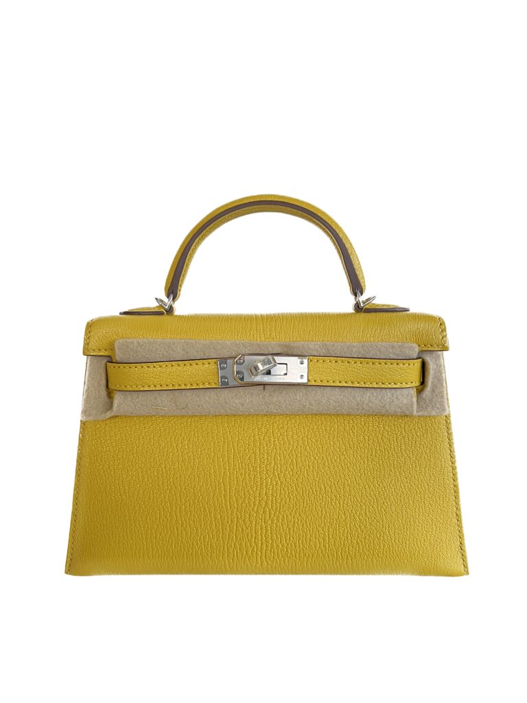 Hermès Mini Kelly 20 Jaune De Naples Chèvre With Silver Hardware