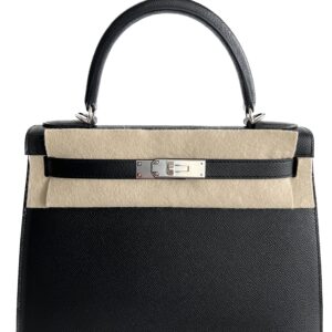 Hermès Kelly Depeche 25 Black Togo With Silver Hardware - AG