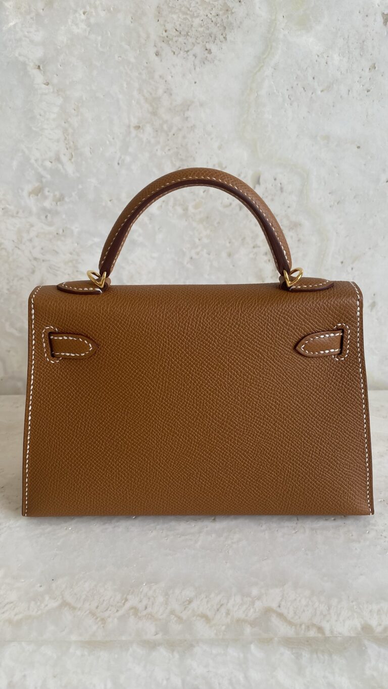HM KELLY MINI 20 GOLDEN BROWN EPSOM GOLD HARDWARE