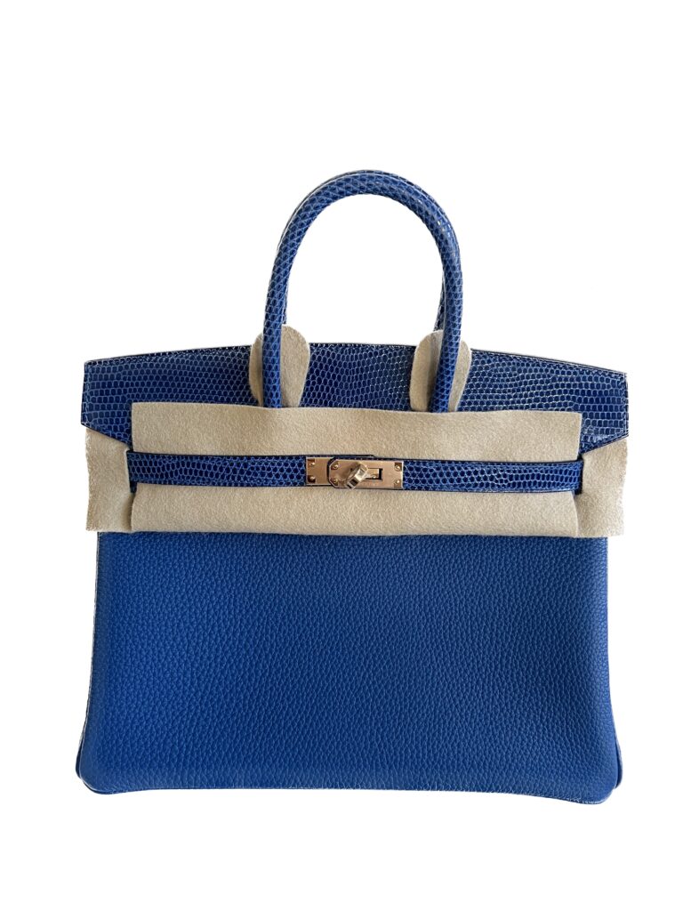 Hermes Birkin 25 French Blue Touch with Lizard and Rose Gold Hardware b25  rgh 