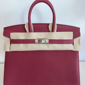 Hermes Birkin bag 25 Rouge garance Togo leather Silver hardware