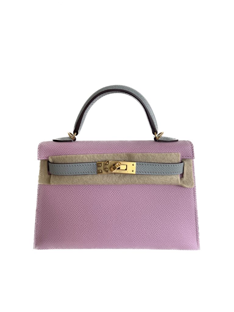 Hermès Mini Kelly 20 HSS Mauve/ Blue Glacier Epsom With Gold