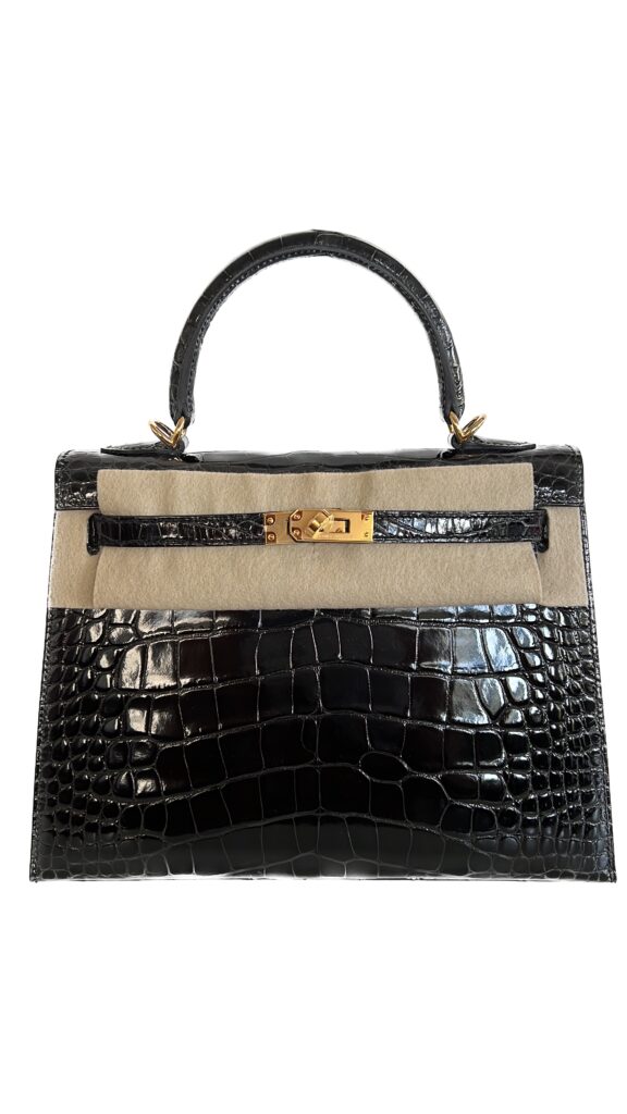 Hermès Kelly 25 Graphite Alligator Mississippienis With Gold