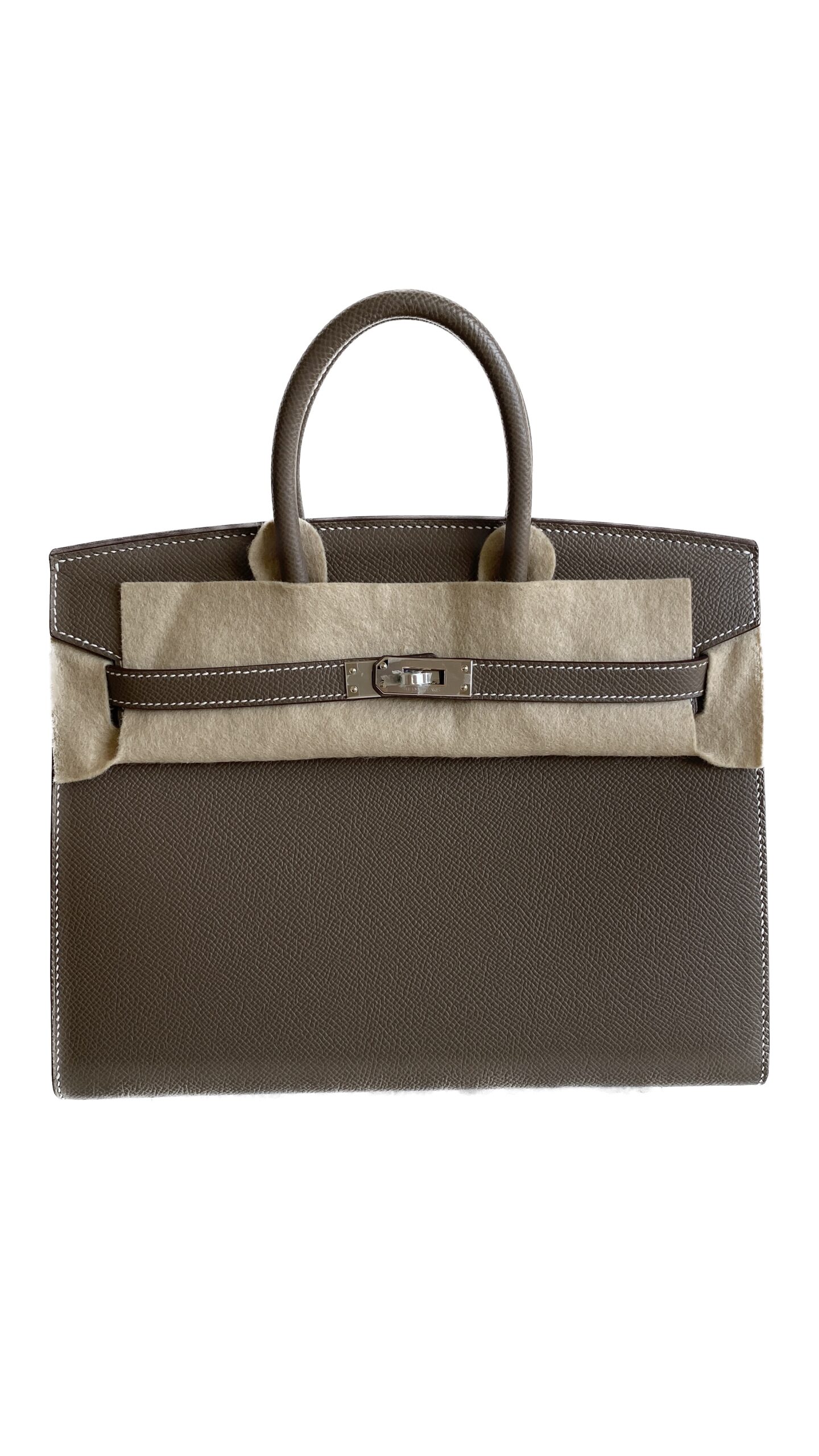 Hermes Birkin bag 30 Etoupe grey Clemence leather Gold hardware