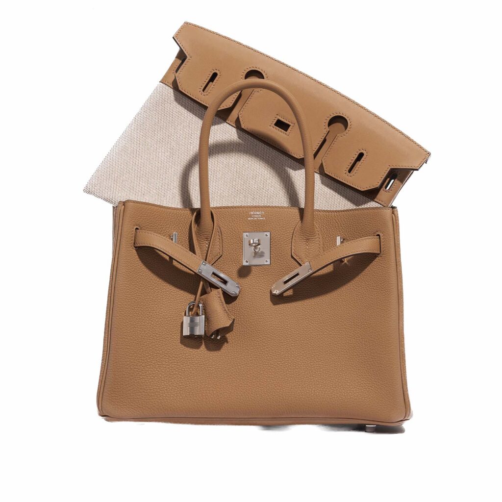 Hermès Birkin 1-30 Biscuit/Ecru/Beige Togo/Toile h/Swift With Gold