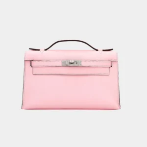 Hermès Kelly Pochette Rose Sakura Swift With Silver Hardware