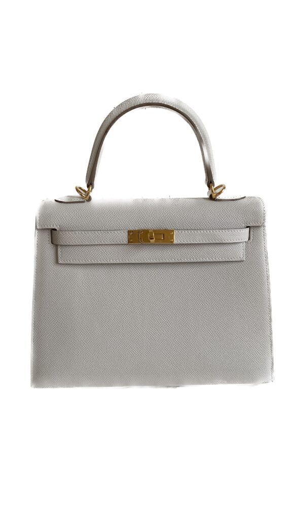 HM KELLY 25CM GRIS MOUETTE EPSOM LEATHER SILVER HARDWARE