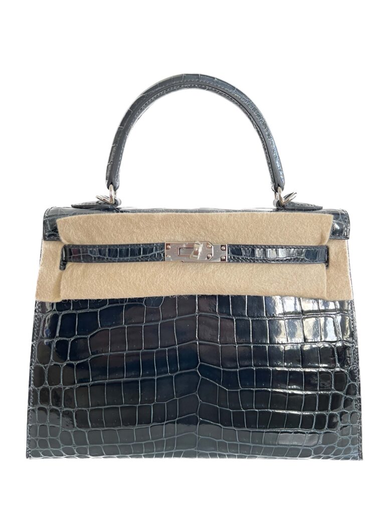 Hermès Kelly 25 Vert Rousseau Crocodile Niloticus With Silver