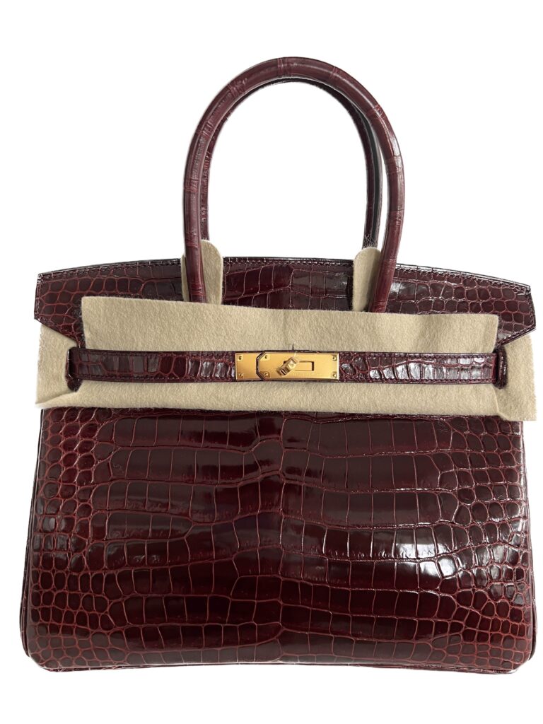 Hermès Birkin 30 Bourgogne Crocodile Porous Lisse With Gold Hardware ...