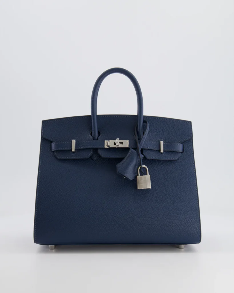 Hermès Kelly 25 Blue de Prusse Epsom With Silver Hardware – AG