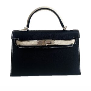 Hermès Mini Kelly 20 Black/Craie Epsom With Silver Hardware