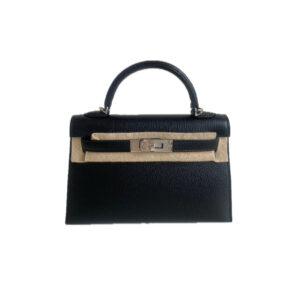 Hermès Mini Kelly Black Chèvre With Silver Hardware