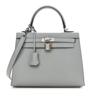 Hermès Kelly 25 Bleu Glacier Epsom With Silver Hardware