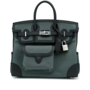 Hermès Birkin Cargo 25 Vert Mangrove Geoland Toile/Black Swift/ Silver Hardware
