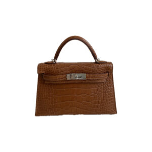 Hermès Mini Kelly 20 Gold  Matt Alligator Mississippiensis With Silver Hardware