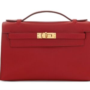 Hermès Kelly Pochette Rouge Vif Swift With Gold Hardware