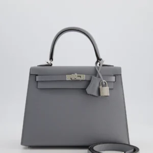 Hermès Kelly 25 Gris Pantin Epsom With Gold Hardware