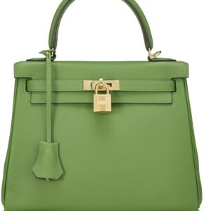 Hermès Kelly 25 Vert Yucca Swift With Gold Hardware