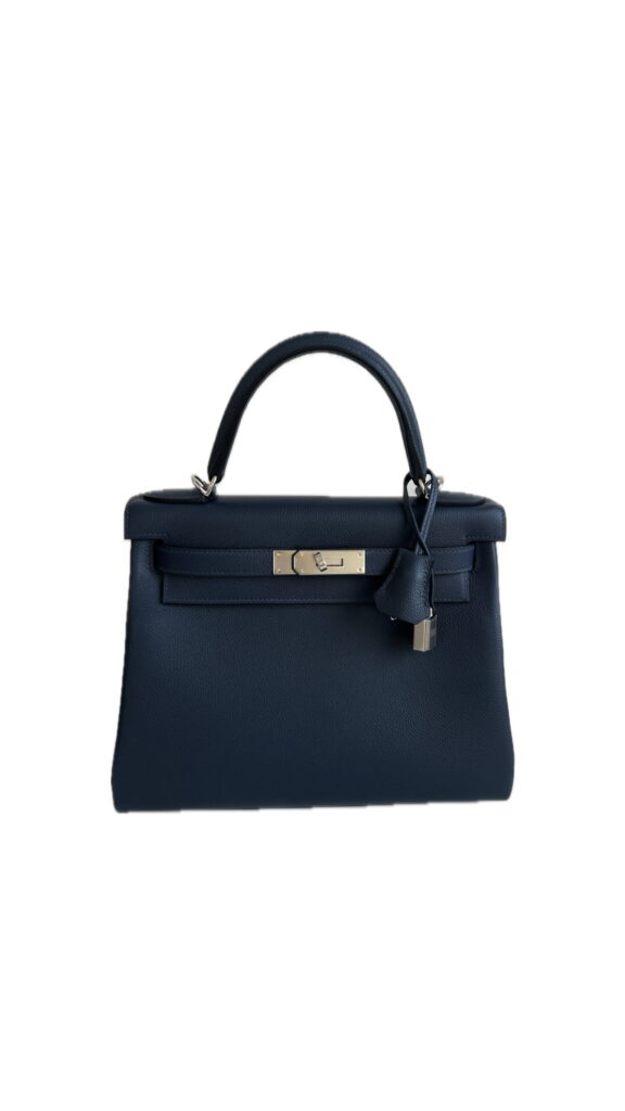 Hermès Kelly 28 Bleu Abyss Evercolor With Silver Hardware – AG
