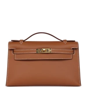 Hermès Pochette Gold Swift With Gold Hardware