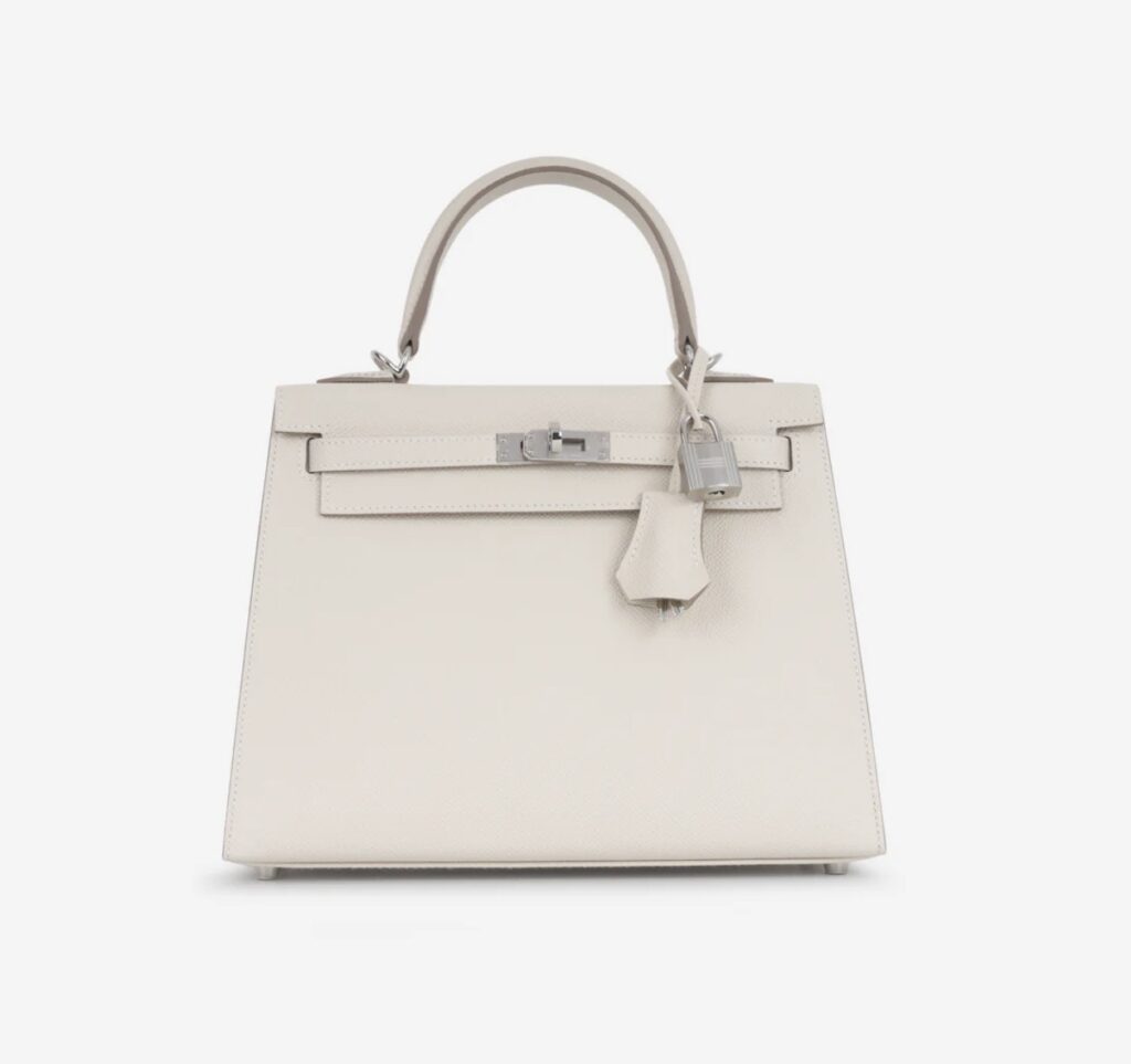 Hermès Kelly 25 New White Epsom With Silver Hardware – AG