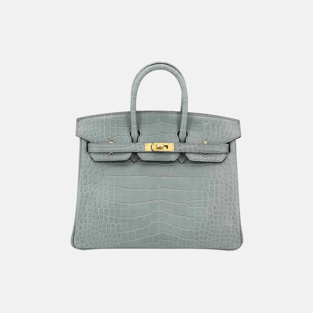 Hermès Birkin 25 Gris Ciment Alligator Mississippiensis With Gold