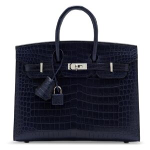Hermès Birkin 25 Aizome Crocodile Porosus With Silver hardware