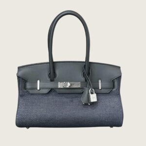Hermès Shoulder Birkin Light 29 Canvas Swift Jean Blue Indigo With Silver Hardware