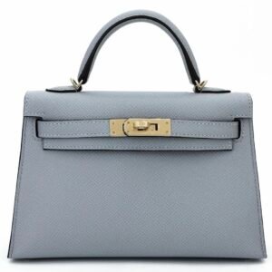 Hermès Mini Kelly 20 Gris Pantin Epsom With Gold Hardware