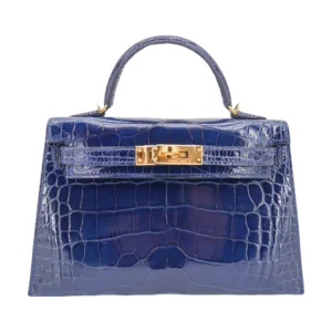Hermès Mini Kelly 20 Bleu Saphir Alligator Mississippiensis With Gold Hardware