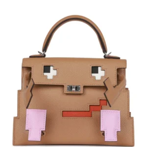 Hermès Kellydoll Picto Epsom Chai/Mauve/Terre B/Celeste With Silver Hardware
