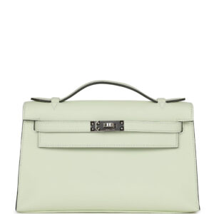 Hermès Kelly Pochette Vert Fizz Swift With Silver Hardware