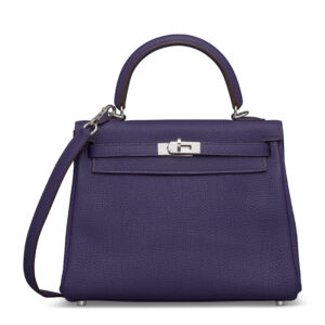 Hermès Kelly 28 Taurillon Clemence Purple With With Silver Hardware