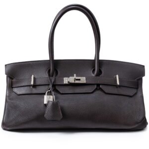 Hermès Birkin 29 Shoulder Ebene Barenia Fauborg  With Silver Hardware